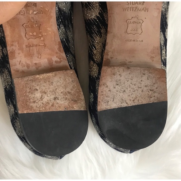 Stuart Weitzman Blue Silver Leopard with Bow Flats - Picture 5 of 8